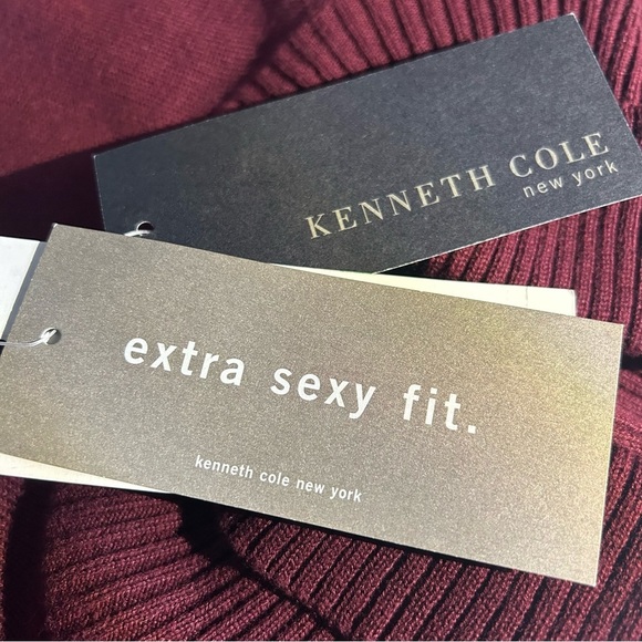 Kenneth Cole Mens Knit Turtleneck Sweater Raglan Sleeves Maroon Red Large - Picture 12 of 15